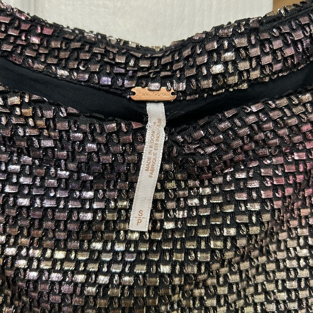 Free People Diamonds Are Forever Metallic Shift Mini Dress | Size S - Picture 6 of 10